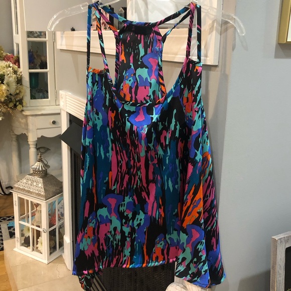 Ultra Flirt Tops - NEW Vintage Y2K Ultra Flirt Colorful Asymmetrical Sleeveless Tank Blouse Top